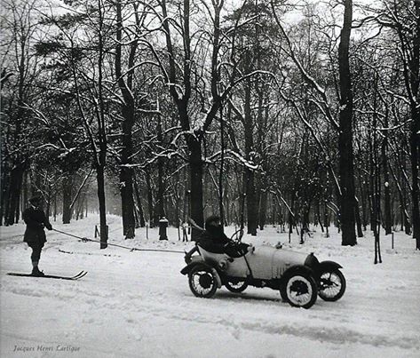Winter Sports the old-fashioned way with a Peugeot Bebe!